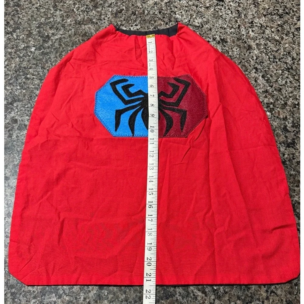 Superhero Cape Reversible Batman Spider-Man Kids Costume Red Black Dress Up 25in
